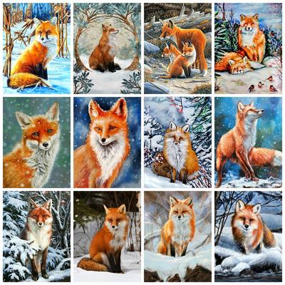 5d diamantová maľba Nová líška Winter Home Dekor Výšivka Mozaika Zvieratá Sneh Krížikový steh na stenu Nálepka na stenu
