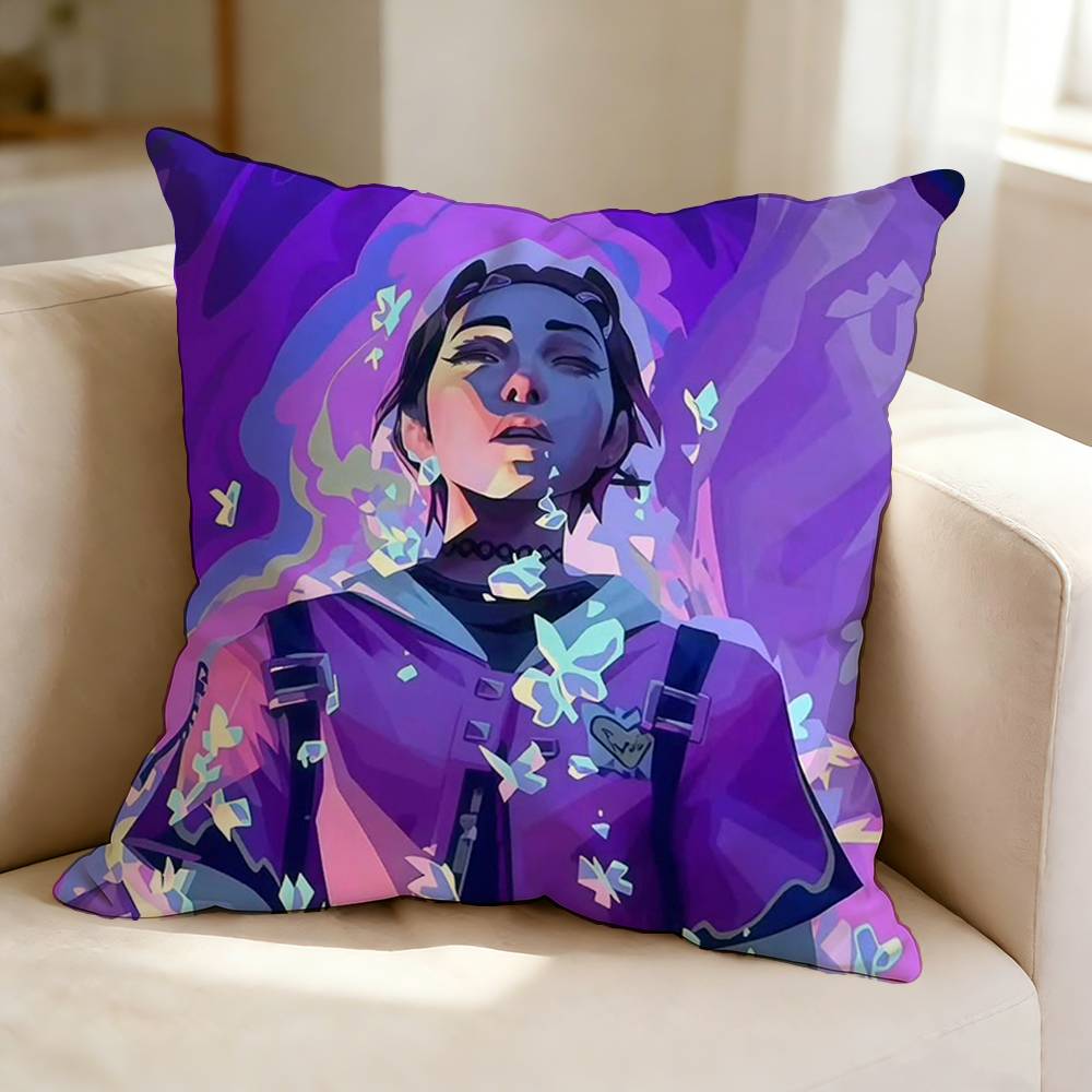 Tactical Shooter VVALORANT Clove Pillow Case Square DoubleSided Sofa Cushion Cover Bedroom Bedside Pillow