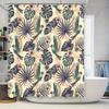 Tropical Bird Floral Print Shower Curtain Bathroom Decor with Green Leaves Pink Flowers 3D Waterproof Fabric for Bathtub or Walk