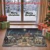 1pc, 2D Flat Printing, Christmas Snowy Village Holiday Atmosphere Indoor Mat, Non-Slip Machine Washable Easy To Clean Polyester Carpet, Suitable for H