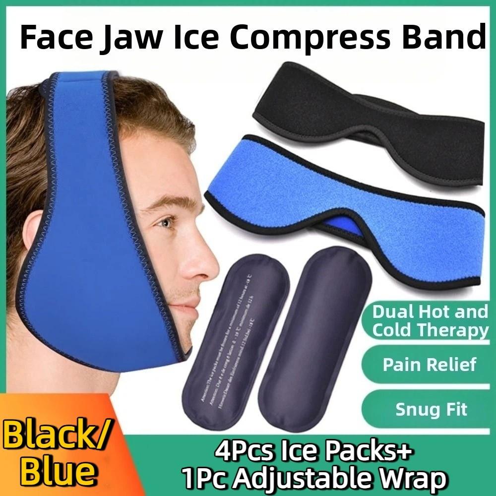 Elastic Hot Cold Gel Wraps Toothache Relief 4 Ice Packs with Adjustable Wrap Tooth Extraction