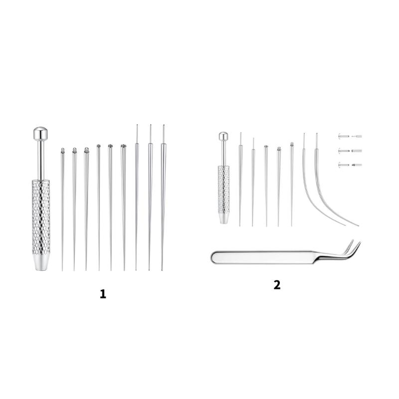 Grasper And Curved Piercing Guide Needle Set For Easy Accurate Body Piercing On Sensitive Skin