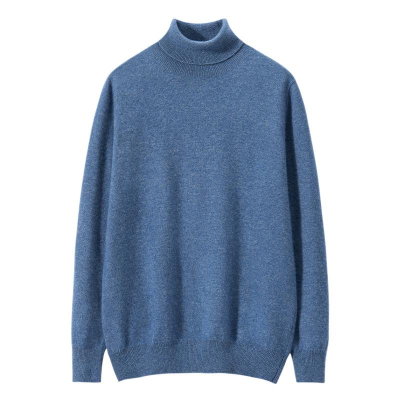 Cashmere Sweater Men's High Lapel Pullover Solid Color Sweater with Loose Knitted Sweater Inside