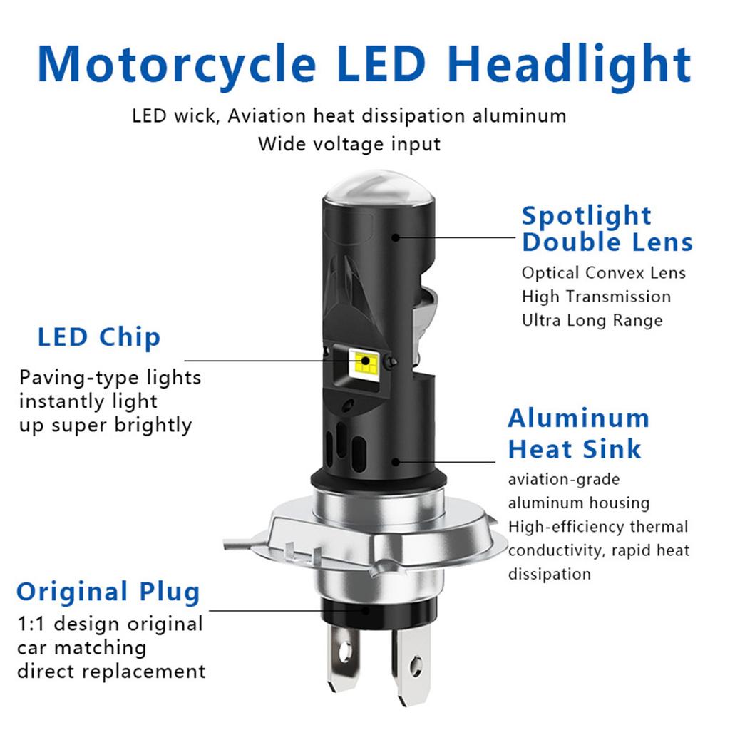 1 Peça H4 BA20D P15D Lâmpada de Farol de LED para Motocicleta Holofote 12V Luz de Cruzamento/Farol Alto Lâmpada de Nevoeiro Dupla Cor Branco Amarelo Acessório para Motos