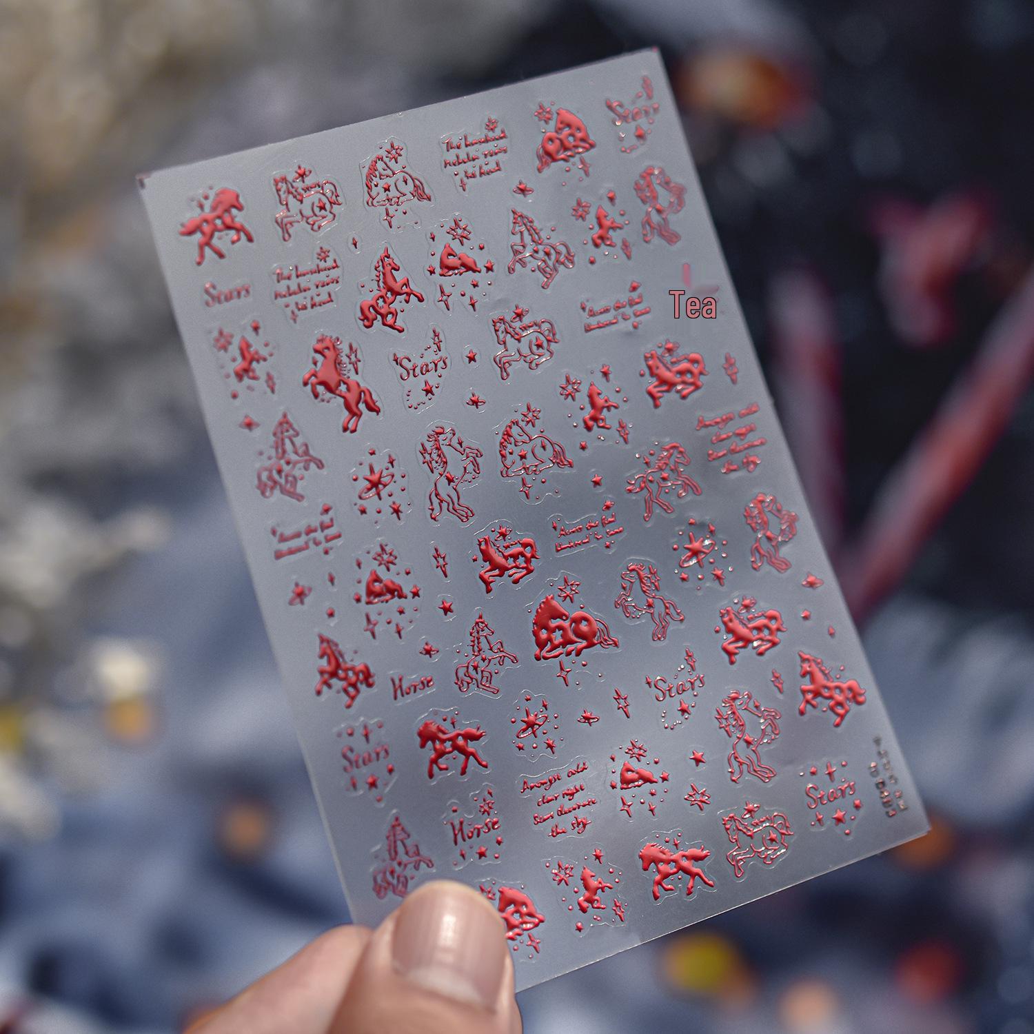 Tomoni Glitter Dreamy Star Horse Nail Art Stickers - Fresh High-End Style Decorative Stickers