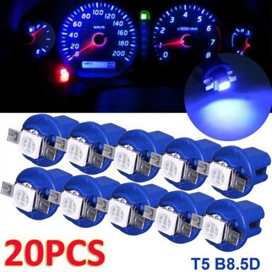 20x Blue Car LED T5 B8.5D 5050 SMD Dashboard trument Light Bulb Accessories