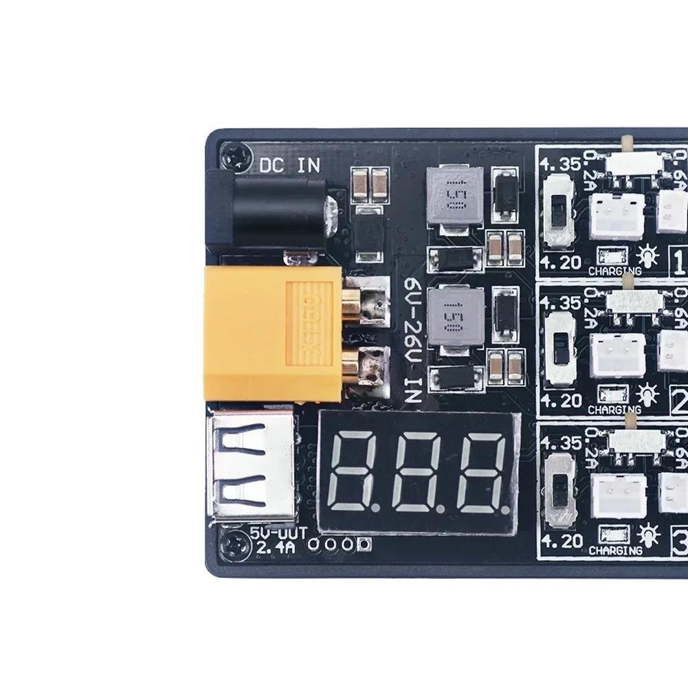 1PC Charger Board For Up To Six 1S LiPo/LiHV Batteries With Individual Monitoring 12A3V Adapter FOR XT60 For RC Aircraft Battery