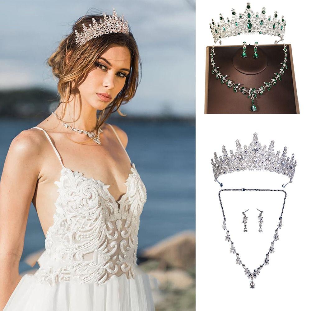 

Комплект из 3 блестящих свадебных украшений, роскошная повязка на голову, модная хрустальная корона, костюм для вечеринки
