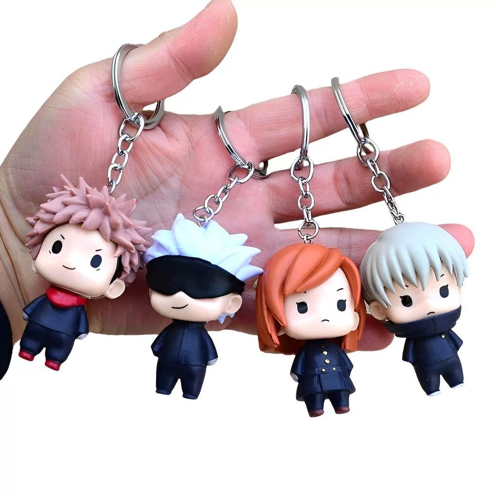 8pcsset Jujutsu Kaisen Cartoon Figure Gojo Satoru Yuta Okkotsu Inumaki Toge Doll Car Keychain Decoration Backpack Pendant