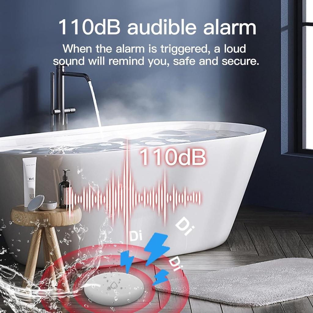 Tuya ZigBee Flood Sensor Water Leakage Detector Water Tank Full Alert Overflow Security Alarm System Smart App Remote Control