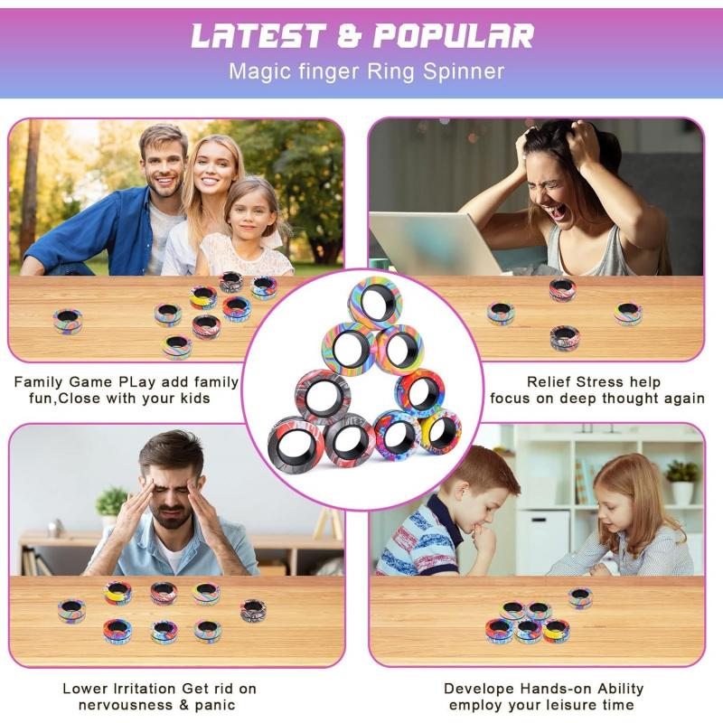 Magnetisches Fidget-Spinner-Set – Fingerspielzeug gegen Angstzustände bei ADHS, Stressabbauendes Magnet-Fidget-Spielzeug, Geschenk für Erwachsene, Jugendliche und Kinder