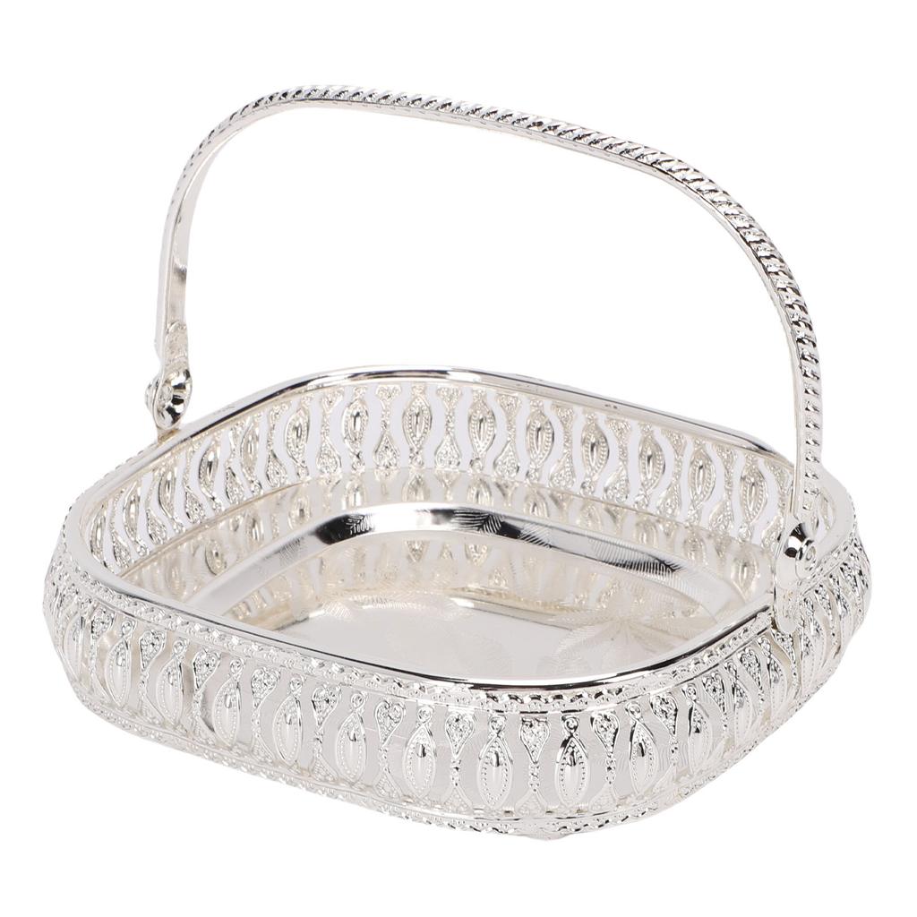 Metall Obst Servierschale Tablett Teller mit Griff Küche Esstisch Dekoration Aufbewahrungsbehälter