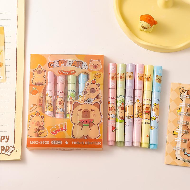 Capybara Highlighter Pen: Cute Colorful Journaling & Eye Protection Marker