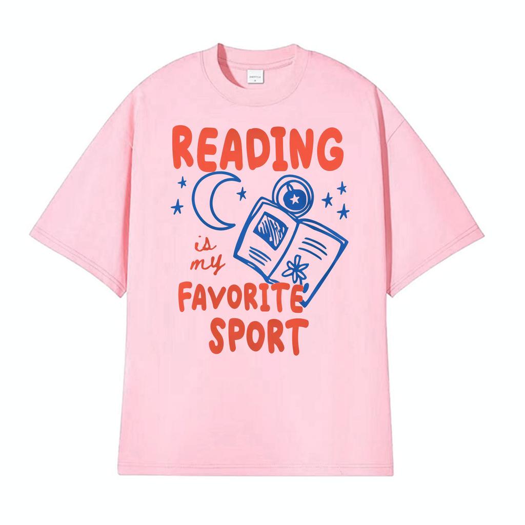 Reading Is My Favorite Sport Funny Graphic T Shirt Unisex Women Fashion High Quality Tshirts Oversized Vintage 100 Cotton TShirt