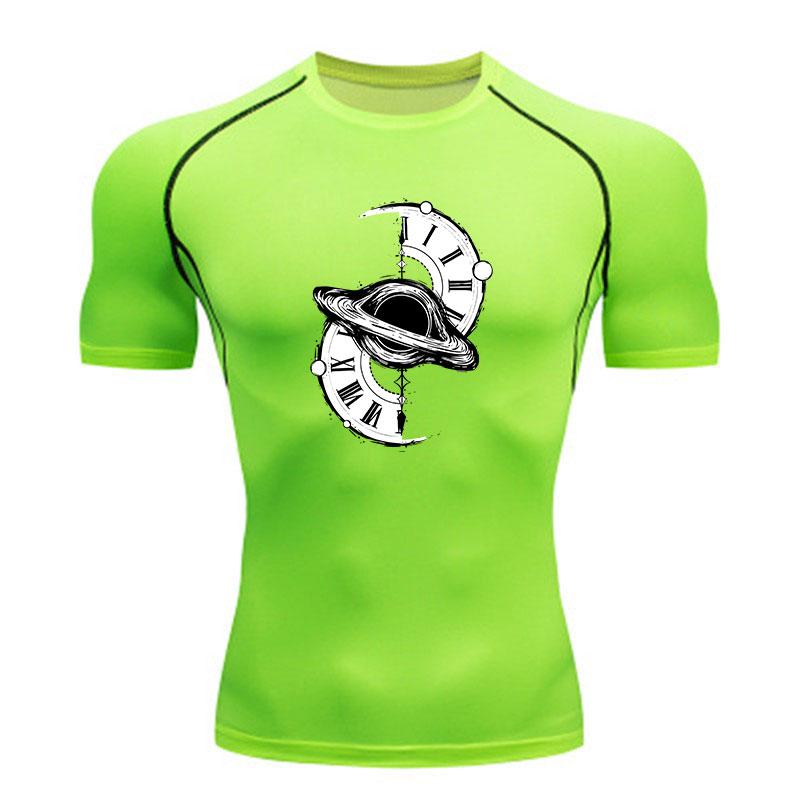 Men's Quick Dry Compression Workout T-Shirt, Steampunk Clock