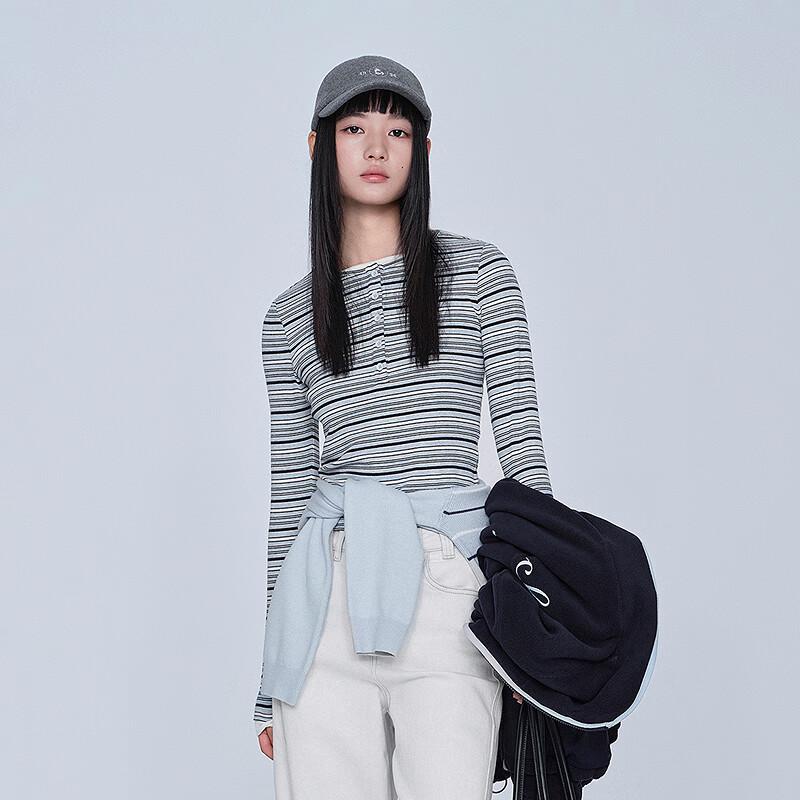 LED IN Striped Long-Sleeve T-Shirt S