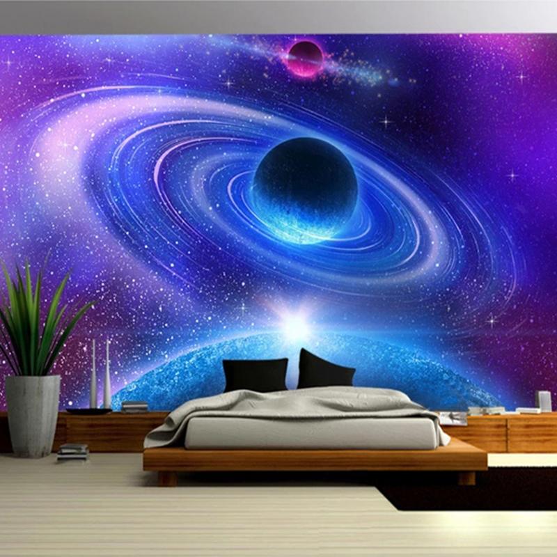 3D Mural Wall Paper For Living Room Bedroom Modern Space Moon Universe Wallpaper Decorative Wall Murals