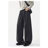 Mens Loose Retro Casual Drooping Straight Long Imitation Wool Trousers