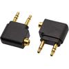 Mini Skater 2Pcs Dual 3.5mm Male to 3.5mm Female Airplane Airline Flight Adapters, (Golden Plated)