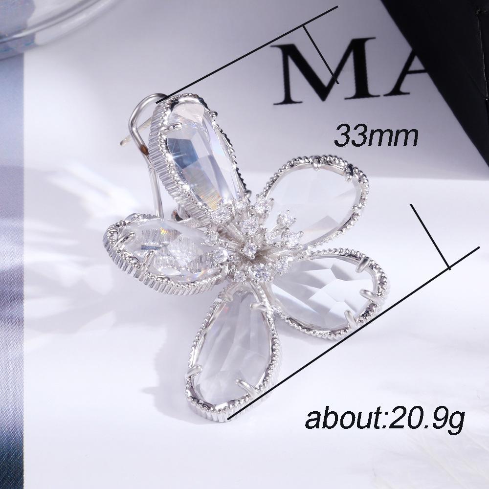 Luxury Fashion Big Flower Women'S Earrings, High-End Atmospheric Earrings, Silver Needle Real Gold Color Retention Earrings