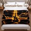 Music Guitar Theme Soft Blanket Personalized Custom Name Text Print Warm Blanket Home Sofa Bedroom Decor