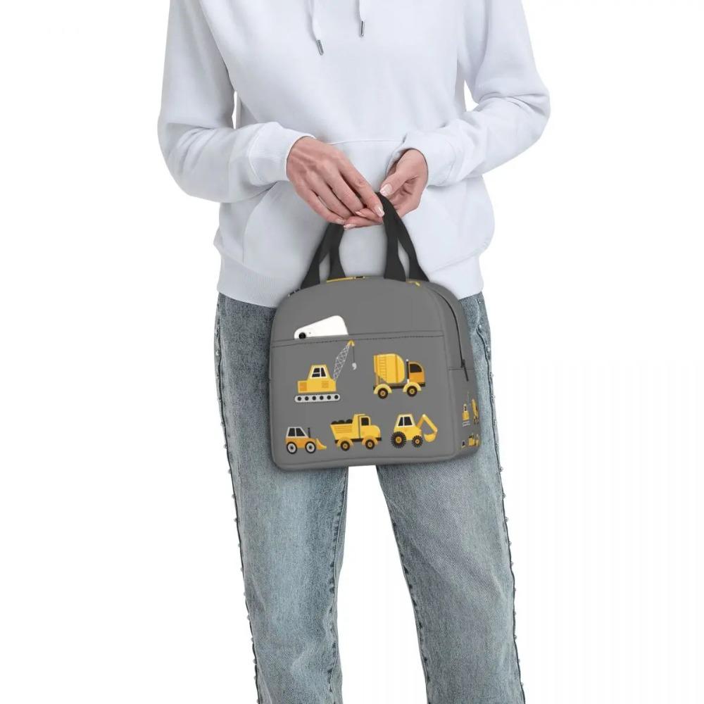 Cartoon Truck Car Tractor Excavator Pattern Insulated Lunch Bag for Women Children Leakproof Food Boxes Thermal Lunch Box Tote