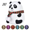 Children Room Nightlight Silicone Panda LED Night Light, Rechargeable Cartoon Bedside Lamp with 7 Kids Sleeping Light Colors, Soft Color Changing Desk
