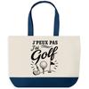 Large Blue Bottom Tote Bag I Can't I Have Golf I Can't Minimalist | Cotton Canvas 170 G/m² 27 L Inner Pocket Handles 64 Cm