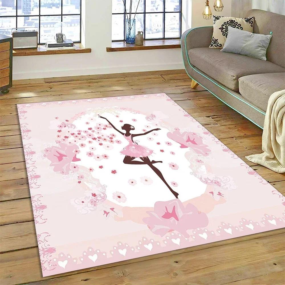 Niedlicher Traum Ballett Mädchen Teppich Leicht zu Reinigen Zuhause Flur Balkon Badezimmer Rutschfest Salon Sofa Boden Große Fläche Deko Weicher Teppich