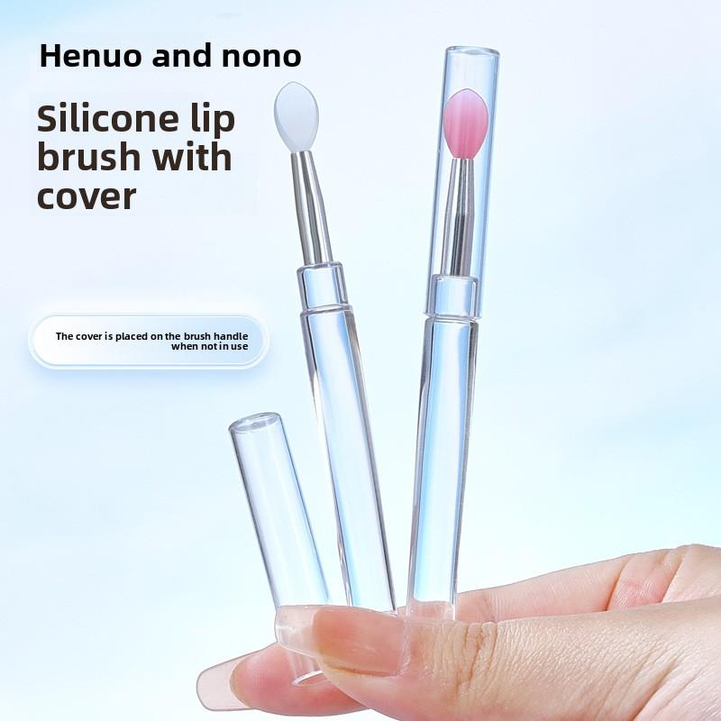 1PCS Portable Multifunctional Silicone Lip Brush with Cover Dustproof Lip Glaze Brush Lipstick Brush Lipstick Brush Eyeshadow Brush