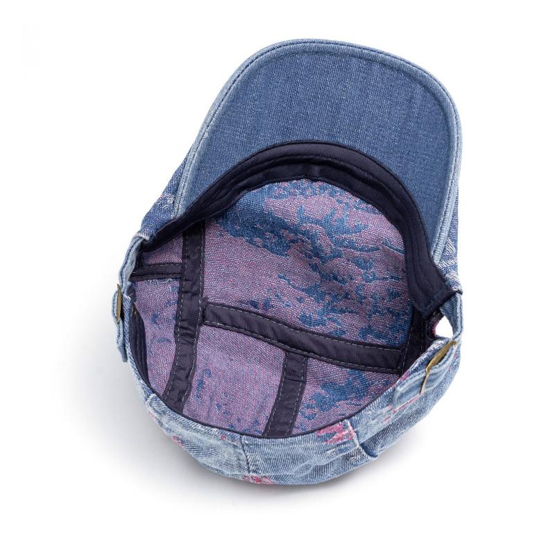 Denim Beret Women's Retro British Peaked Cap Men Print Forward Cap
