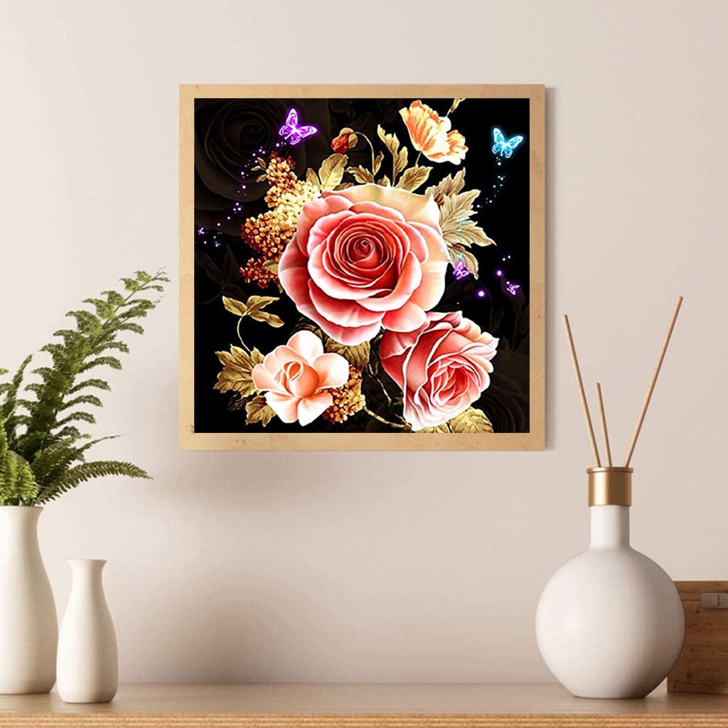 5D-Diamantgemälde zum Selbermachen, wunderschöne Blumen in verschiedenen Farben, Diamant-Stickerei, Kreuzstich-Set, komplettes Strass-Mosaik, Heimdekoration