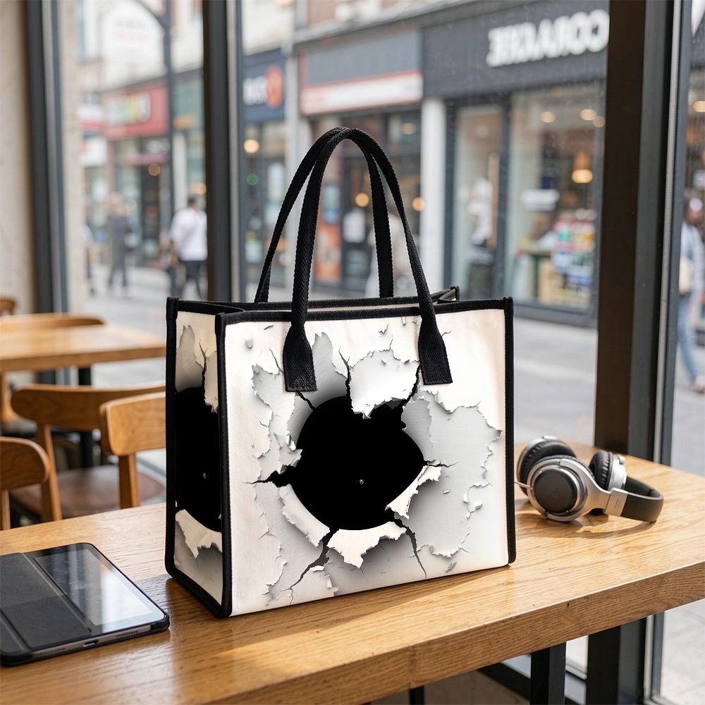 Creative Hole Print Tote Bag Fashion Casual Large Capacity Portable Daily Shopping Shoulder Handbag