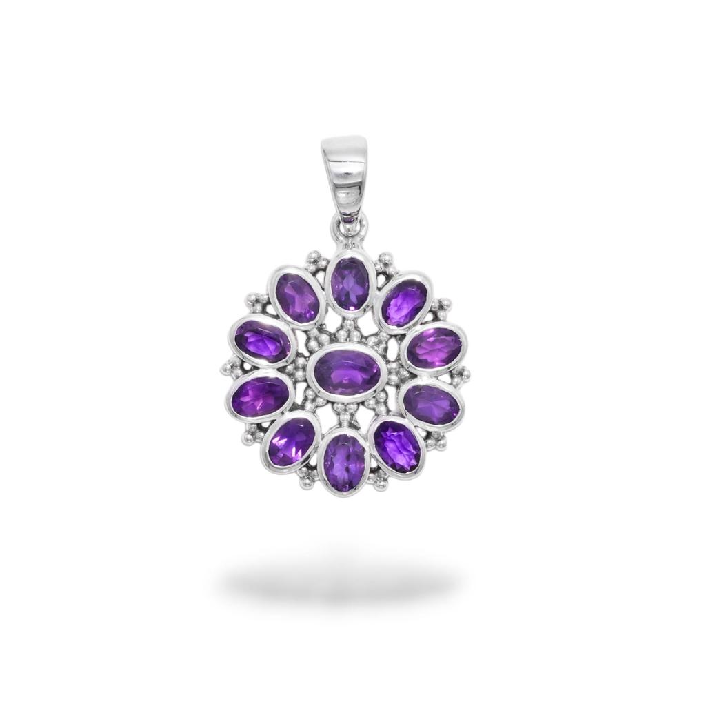 Citrine Floral Pendant, 925 Sterling Silver, Anniversary Gift