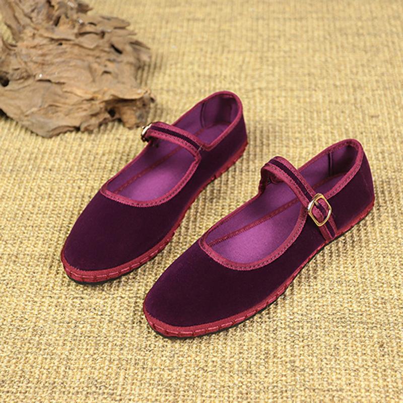 Fashion Retro Flat Suede Shoes for Women Casual Spring Belt Buckle Strap Women's Flats Solid Round Toe Shallow Soft Bottom Ladies Shoes
