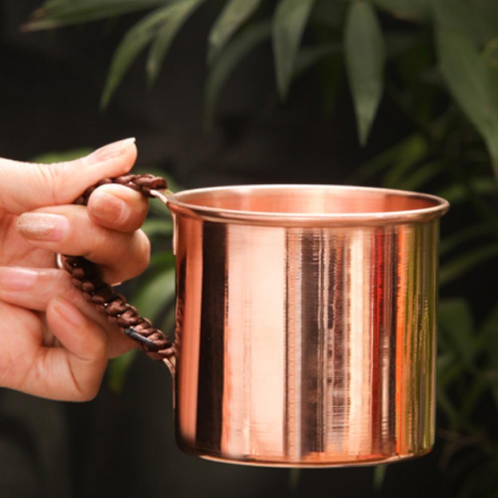 Handmade Copper Water Cup with Handle Sturdy Birthday Gifts Drinking Cups Practical for Restaurant Kitchen Wedding Tea Room Cafe