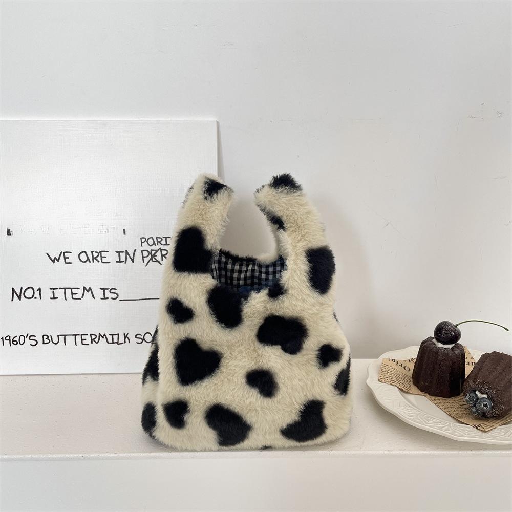 Leopard Print Women Clutch Bag Soft Plush Autumn Winter Fashion Handbag Tote Storage