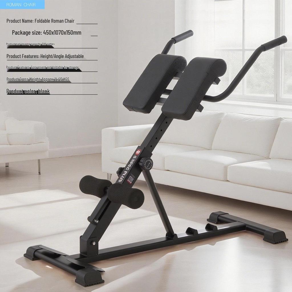 Foldable Adjustable Roman Chair & Dumbbell Bench for Leg & Back Muscle Fitness