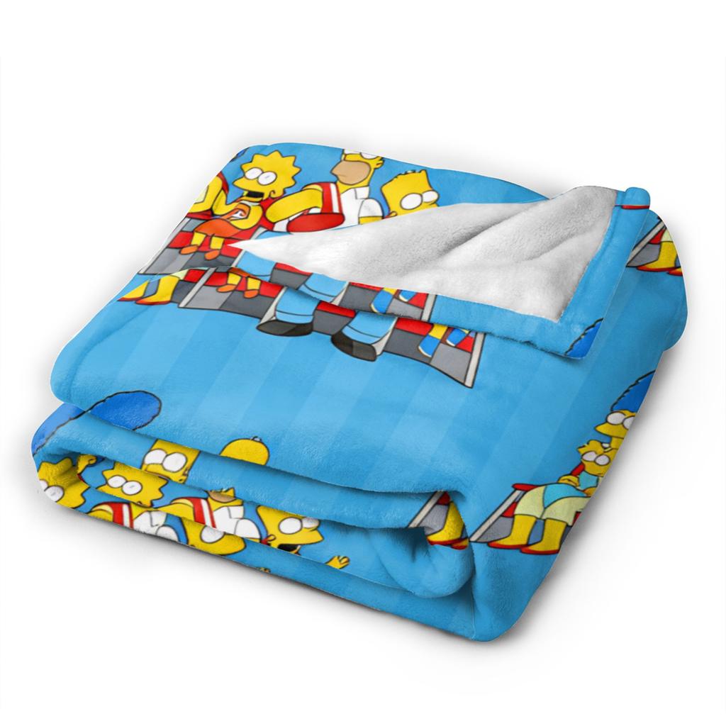 Fun S-Simpsons Family Cartoon Pattern Soft Blanket  Print Picnic Bedding Throws Outdoor Flannel Bedspread Sofa Bed Cover