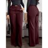 Pantaloni Lunghi da Donna a Gamba Dritta, Colore Unito, Tasche con Zip, per Lavoro e Pendolarismo