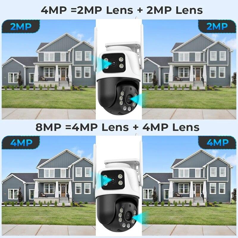8MP Wifi-kamera PTZ utendørs nattsyn Dual Screen Human Detection 4MP sikkerhetsbeskyttelse CCTV-overvåking IP-kamera