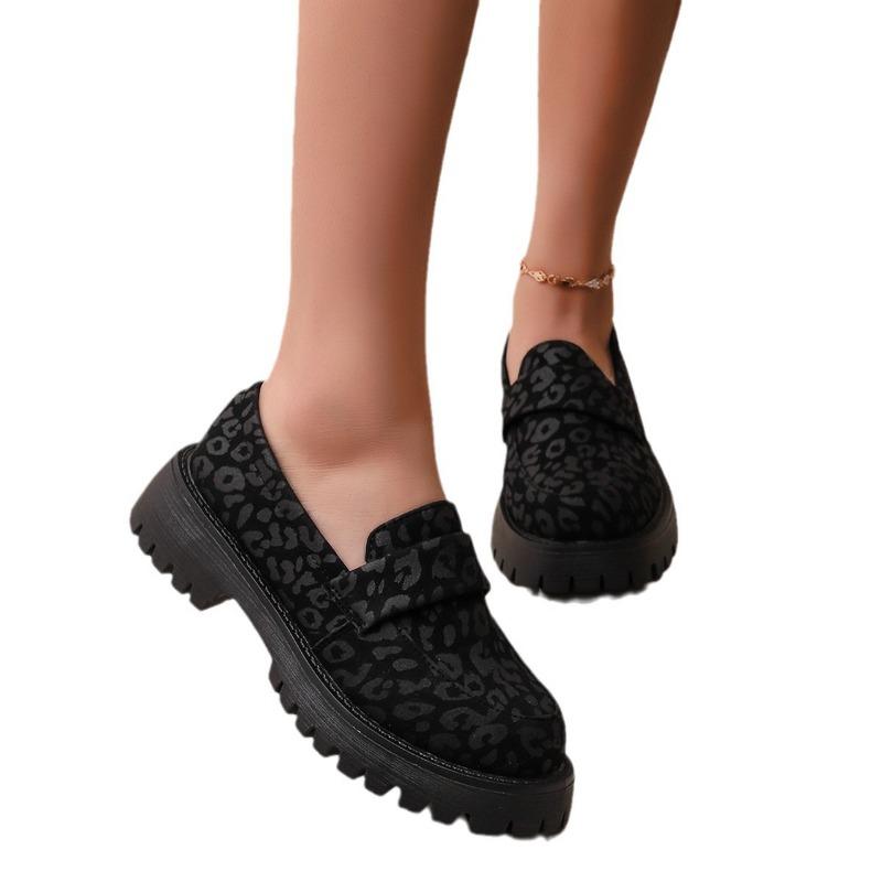 New Single Shoes Leopard Print Fashion Single Shoes Temperament Versatile Suede Women's Shoes Large Size