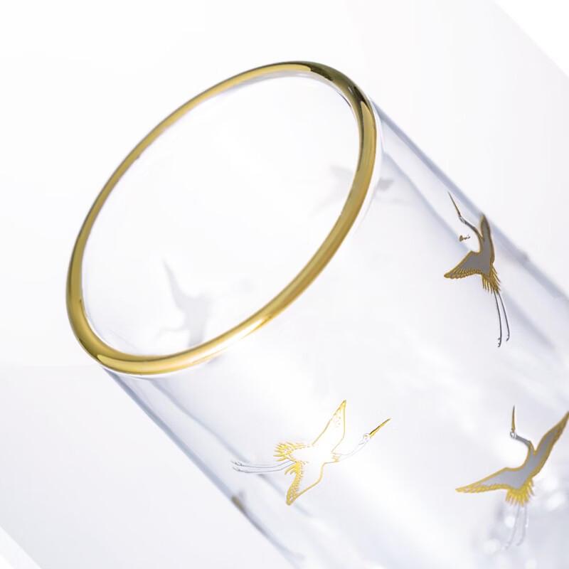 Double-Layer Glass Kung Fu Tea Master Cup with Crane Design
