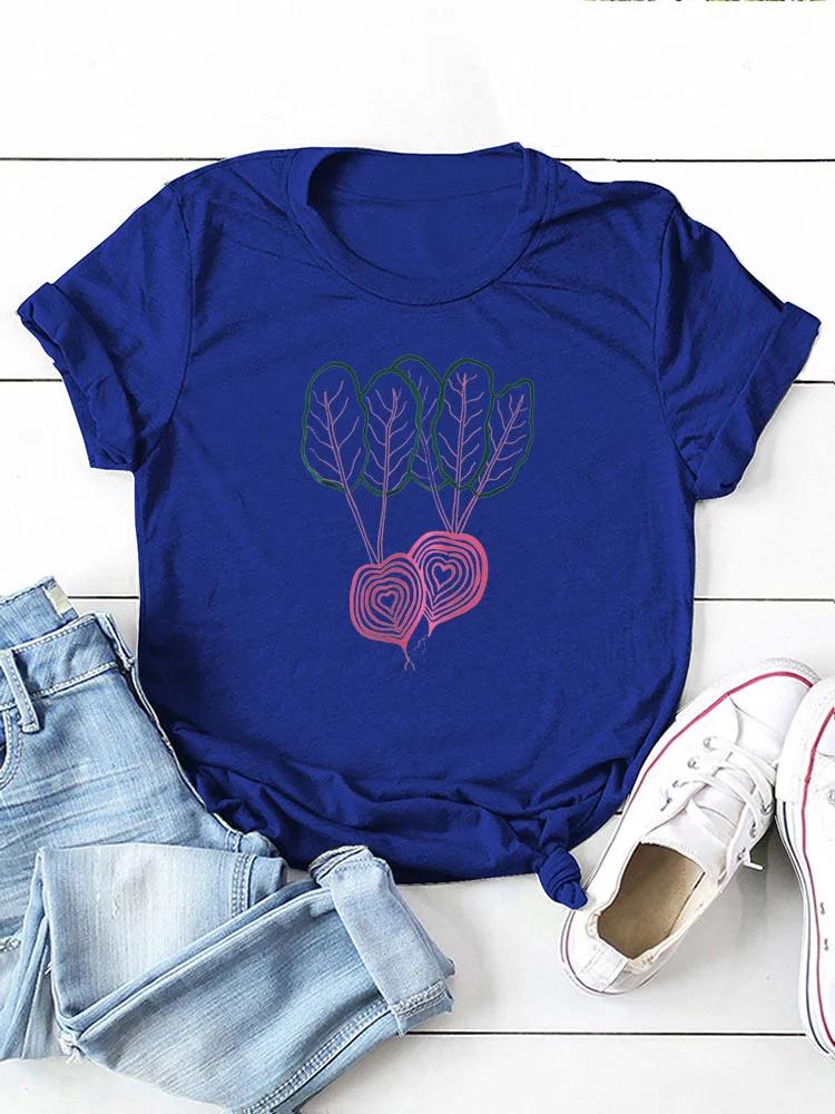 Double Radish Print Women T Shirt Short Sleeve O Neck Loose Women Tshirt Ladies Tee Shirt Tops Camisetas Mujer