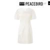Peacebird New Chinese Style Spliced Puff Sleeve Short Dress
