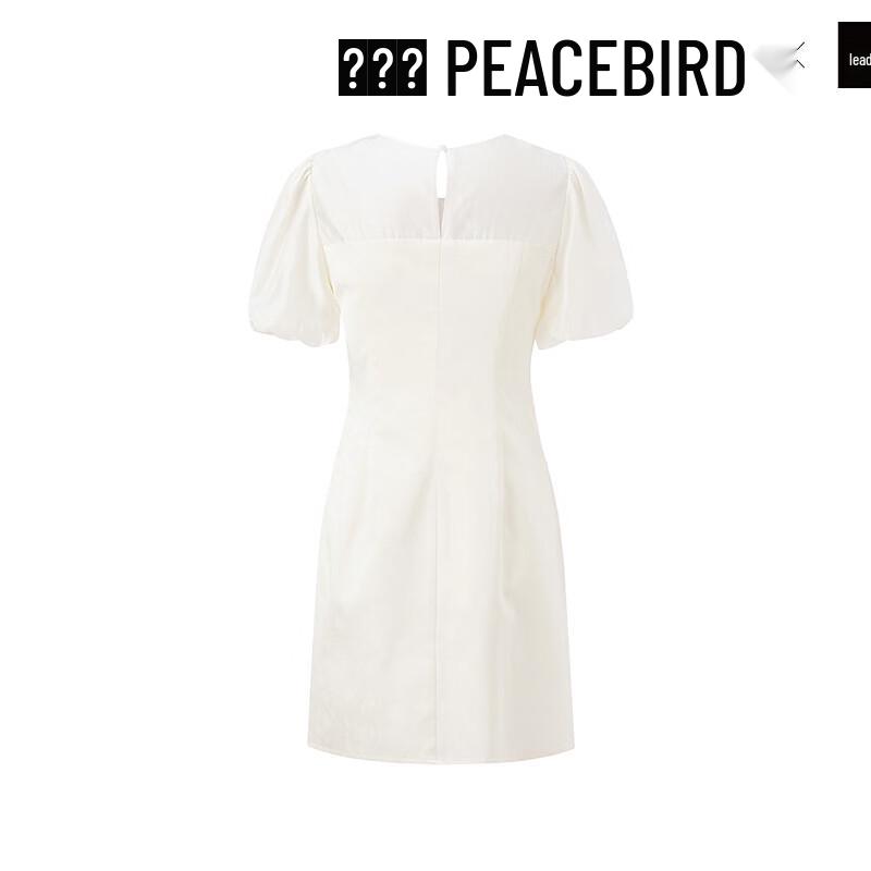 Peacebird New Chinese Style Spliced Puff Sleeve Short Dress