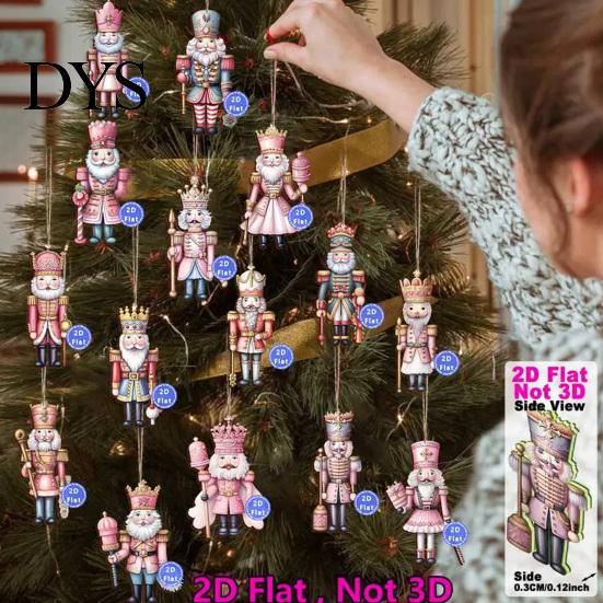 Christmas Tree Hanging Nutcracker Ornaments for Tree, Wooden Soldier Decorative Pendants Holiday Decoration, 2D Flat Xmas Party Decor Atmosphere