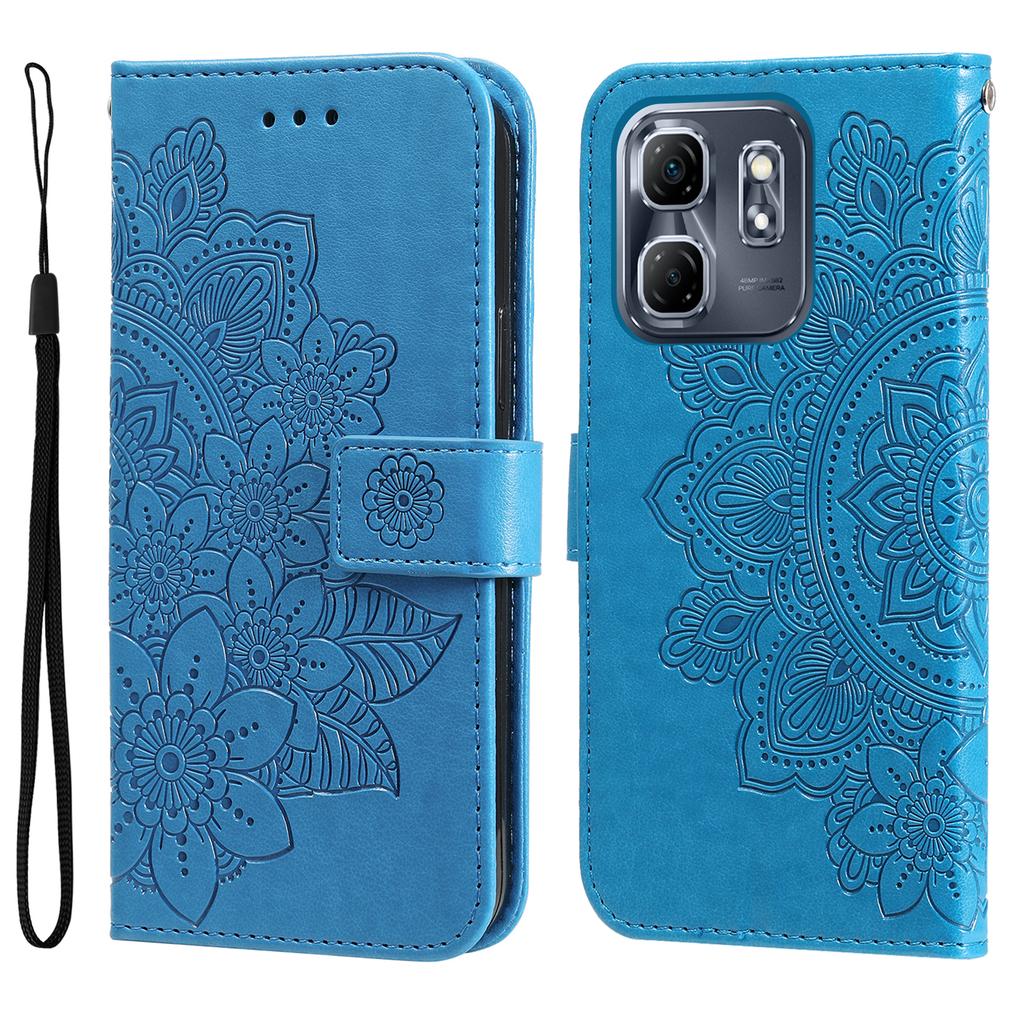 For Infinix Hot 50i 4G/Smart 9 4G Deksel Blomstermønster PU Lær Lommebok Stativ Telefondeksel