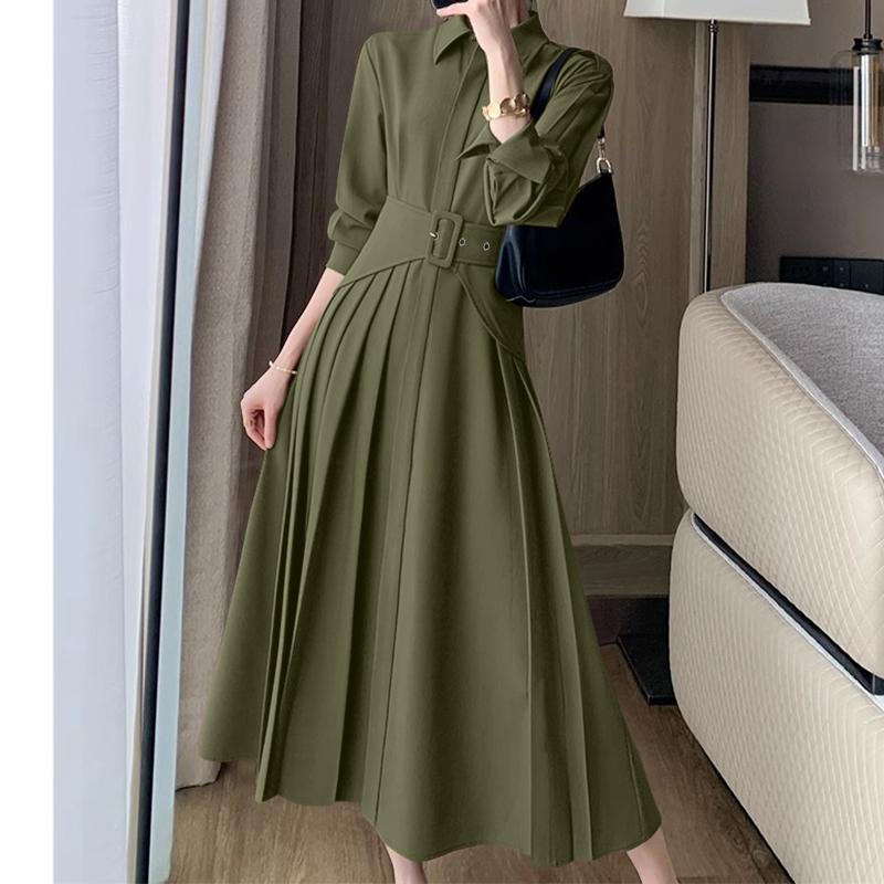 ZANZEA Women Casual Turn Down Collar Long Sleeve Loose Long Dress
