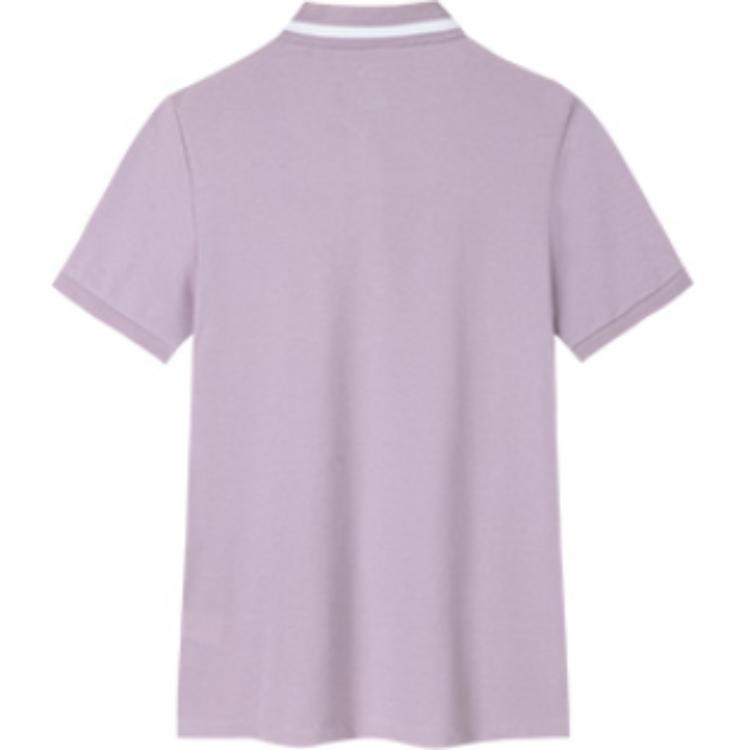 Anta Quick-Drying Breathable Logo Round Neck Short Sleeve Polo Shirt Women Polo Shirts Gray Purple 162438135-2
